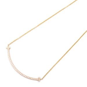 Tiffany T Smile Small Diamond Necklace Pink Gold Diamond